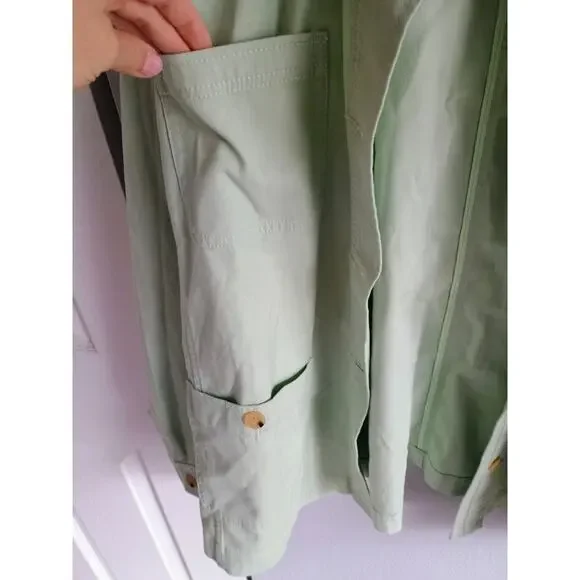 Talbots women's utility or chore jacket in a light mint green plus 2X coastal